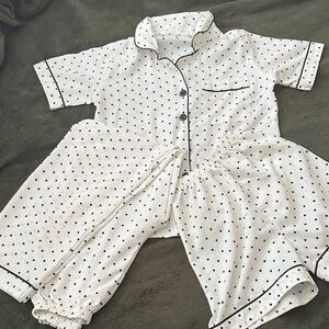 Kids Polka Dot Pajama Set - White with Black Accents